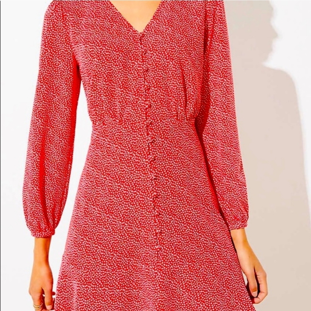 Loft Red Button-Down Dress Size 6 - Picture 11 of 11